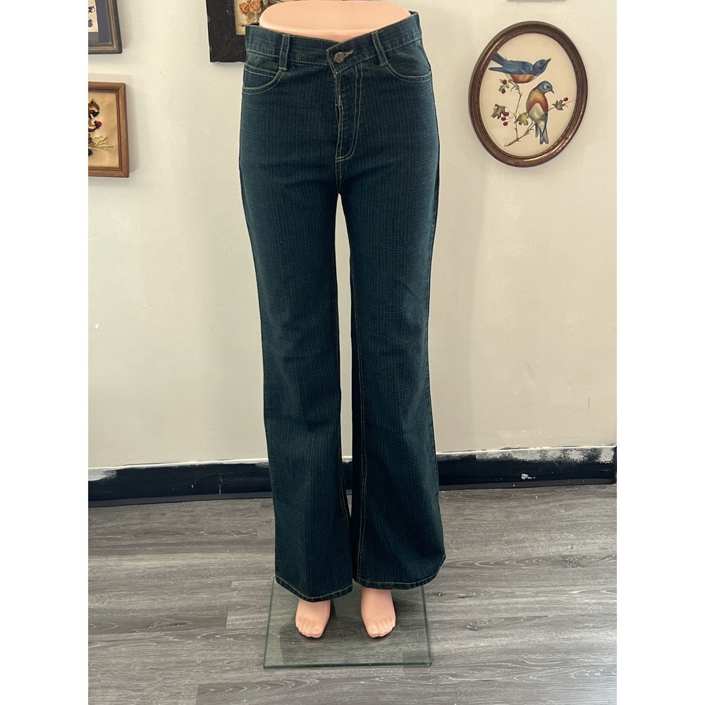 Cyber Vintage Dark Wash Pinstripe Pattern Denim Jeans Pants Size 30